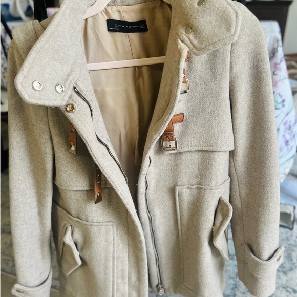 Zara Wool Coat Beige XS - Picture 5 of 9